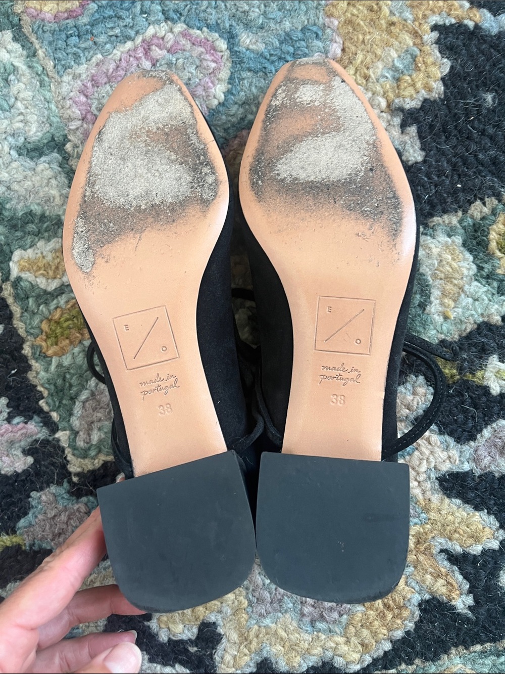 either/or Low Heel Ballet in Black Suede - Picture 11 of 11